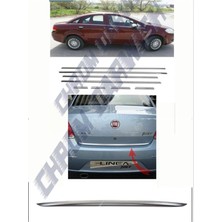 Woodhub Fiat Linea Uyumlu Cam Çıtası 8 Parça Paslanmaz Çelik 2007- ve Bagaj Alt Çtası