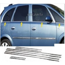 Woodhub Opel Meriva Krom Cam Çıtası 8 Prç. 2003-2011 P. Çelik