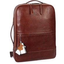 Aka Deri 908  Deri  Sırt Çantası Suya Dayanıklı Çok Bölmeli