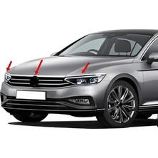 Woodhub Vw Passat B8.5 Krom Far Kaşı Kaput Üstü Çıtası 3 Parça Paslanmaz Çelik 2019 ve Üzeri