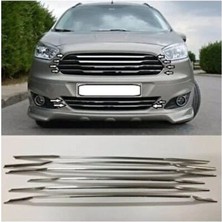 Woodhub Ford Courier 2014-2017 Model Arası Krom Ön Panjur 6 Parça Paslanmaz Çelik