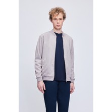 Gri Regular Fit Bomber Yaka Bomber Ceket