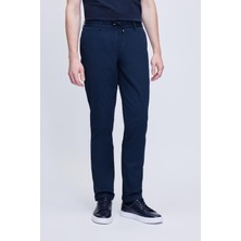 Lacivert Dinamik Fit Desenli Pamuklu Yandan Cepli Jogger Pantolon