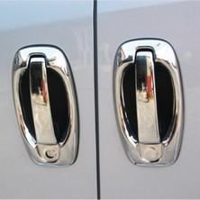 Woodhub Peugeot Bipper Krom Kapı Kolu 4 Kapı Çerçeveli Set 8 Parça
