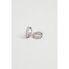 So CHIC Baget Şıklığı 18 Ayar Beyaz Altın Kaplama Gümüş Halka Küpe