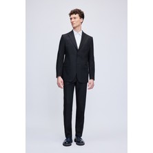 Siyah Comfort Fit Desenli Mono Yaka Klasik Takım Elbise