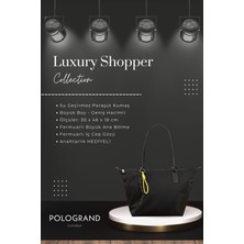 POLOGRAND London Orijinal Geniş Hacimli Su Geçirmez Paraşüt Kumaş Shopper Yeni Sezon Büyük Boy Omuz ve Kol Çantası