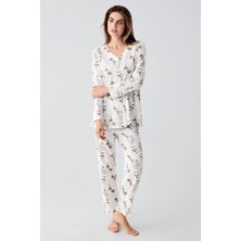 Artış Collection Uzun Kollu Çiçek Desenli Düğmeli Pamuklu Hamile Pijama Takım