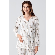 Artış Collection Uzun Kollu Çiçek Desenli Düğmeli Pamuklu Hamile Pijama Takım