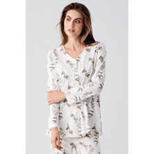 Artış Collection Uzun Kollu Çiçek Desenli Düğmeli Pamuklu Hamile Pijama Takım