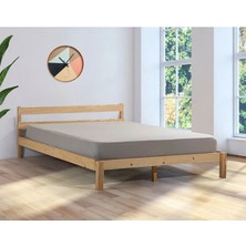 Pinoxi Masif Ahşap Karyola Çift Kişilik 160X200 cm Doğal Ahşap Natural