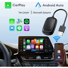 Woodhub Yeni Tasarım Mini Kablosuz Carplay USB ve Type-C Uyumlu Araç Multimedya Adaptörü