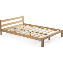 Pinoxi Masif Ahşap Karyola Çift Kişilik 140X200 cm Doğal Ahşap Natural