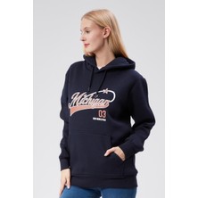 Kapüşonlu Kadın Lacivert Slim Fit Sweatshirt 24FWW64079