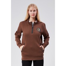 New World Polo Dik Yaka Kadın Kiremit Slim Fit Sweatshirt 24FWW64083