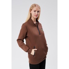 New World Polo Dik Yaka Kadın Kiremit Slim Fit Sweatshirt 24FWW64083