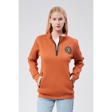 New World Polo Dik Yaka Kadın Kiremit Slim Fit Sweatshirt 24FWW64083