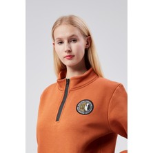 New World Polo Dik Yaka Kadın Kiremit Slim Fit Sweatshirt 24FWW64083