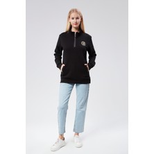 New World Polo Dik Yaka Kadın Kiremit Slim Fit Sweatshirt 24FWW64083