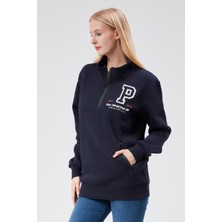 New World Polo Dik Yaka Kadın Ekru Slim Fit Sweatshirt 24FWW64075