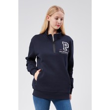 New World Polo Dik Yaka Kadın Ekru Slim Fit Sweatshirt 24FWW64075