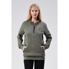 New World Polo Dik Yaka Kadın Kiremit Slim Fit Sweatshirt 24FWW64083