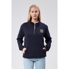 New World Polo Dik Yaka Kadın Kiremit Slim Fit Sweatshirt 24FWW64083