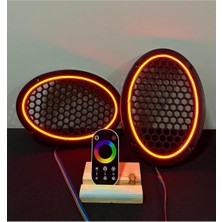 Woodhub Dokunmatik Kumandalı Neon Işıklı Oval Hoparlör Kapağı 1 Takım (2 Adet) 6x9