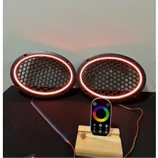 Woodhub Dokunmatik Kumandalı Neon Işıklı Oval Hoparlör Kapağı 1 Takım (2 Adet) 6x9
