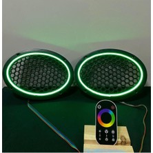 Woodhub Dokunmatik Kumandalı Neon Işıklı Oval Hoparlör Kapağı 1 Takım (2 Adet) 6x9