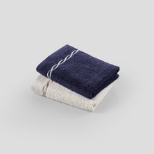Doqu Home Helena Yüz Havlusu Set 50X90 cm Lacivert-Ekru