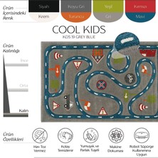 Cool Halı Cool Kids 19 Gri Mavi Çocuk Halısı Hav Vermez Yumuşak Dokulu Araba Yolu Bebek Odası Halısı