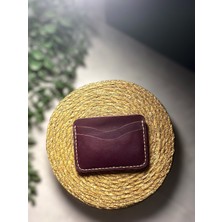 SF Collection Mor Deri Kartlık- Gerçek Deri El Yapımı MiniMAl Kartlık- Para Bölmeli