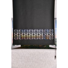 setekshome Siyah Karatma Dairesel Lazer Kesim Modern Stor Güneşlik Perde
