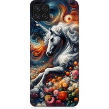 Samsung Galaxy A22 Uyumlu Renkli At  Desenli Silikon Kılıf