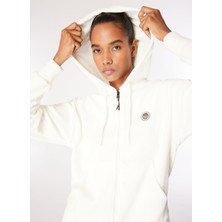 Discovery Expedition Kırık Beyaz Kadın Kapüşon Yaka Relaxed Fit Sweatmont D4WL-SWT3093
