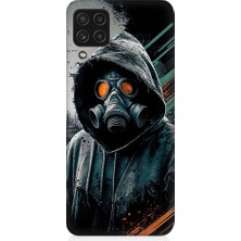 Teknomeg Samsung Galaxy A22 Uyumlu Gaz Maskesi  Desenli Silikon Kılıf