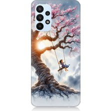 Teknomeg Samsung Galaxy A53 Uyumlu Pembe Ağaç  Desenli Silikon Kılıf