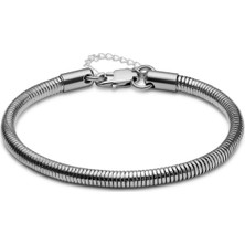 Gümüş Renk Unisex Snake Zincir (4 Mm) Çelik Bileklik - 3144