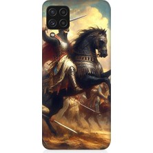 Teknomeg Samsung Galaxy A22 Uyumlu Şövalye ve Savaş  Desenli Silikon Kılıf