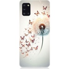 Teknomeg  Samsung Galaxy A31 Uyumlu Karahindiba Kelebekler  Desenli Silikon Kılıf