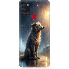 Teknomeg  Samsung Galaxy A21S Uyumlu Yağmurlu Sokak  Desenli Silikon Kılıf