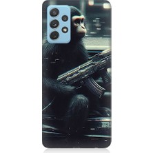 Teknomeg  Samsung Galaxy A72 Uyumlu Silahlı Şempanze  Desenli Silikon Kılıf