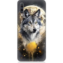 Teknomeg Samsung Galaxy A70 Uyumlu Ay ve Kurt  Desenli Silikon Kılıf