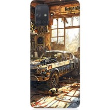 Teknomeg Samsung Galaxy A51 Uyumlu Garaj Arabası  Desenli Silikon Kılıf