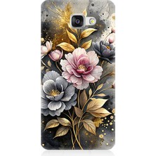 Teknomeg Samsung Galaxy A5 2016 Uyumlu Altın Çiçekler  Desenli Silikon Kılıf