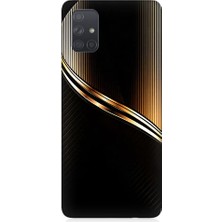 Teknomeg Samsung Galaxy A51 Uyumlu Altın Şerit  Desenli Silikon Kılıf