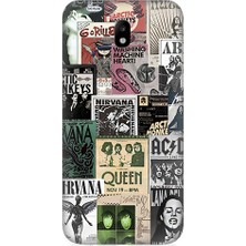 Teknomeg Samsung Galaxy J3 Pro Uyumlu Rock Posterleri  Desenli Silikon Kılıf