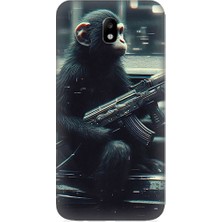 Teknomeg Samsung Galaxy J5 Pro Uyumlu Silahlı Şempanze  Desenli Silikon Kılıf