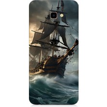 Teknomeg Samsung Galaxy J4 Plus Uyumlu Yelkenli Gemi  Desenli Silikon Kılıf